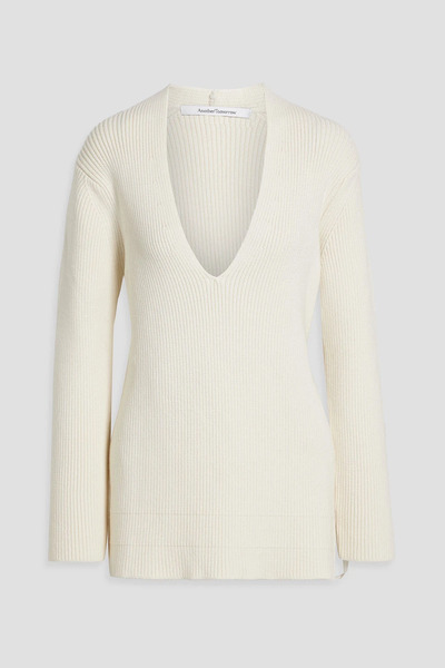  Another Tomorrow - Ribbed Merino Wool-blend Sweater - White - M 