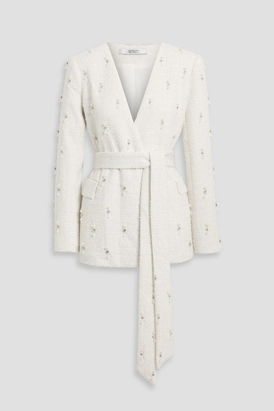  Badgley Mischka - Embellished Tweed Jacket - White - Us 2 