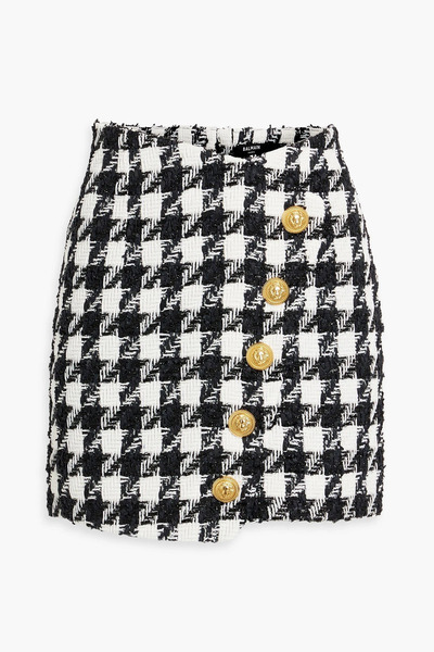  Balmain - Button-embellished Houndstooth Tweed Mini Skirt - Black - Fr 36 