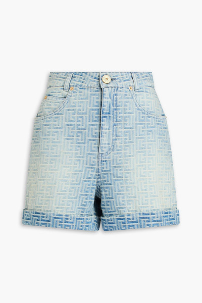  Balmain - Faded Denim-jacquard Shorts - Blue - Fr 36 