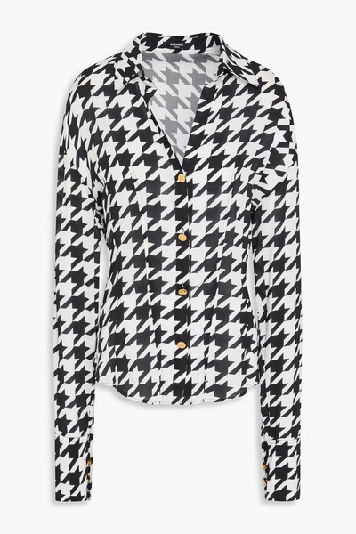  Balmain - Houndstooth Crepe Shirt - Black - Fr 34 