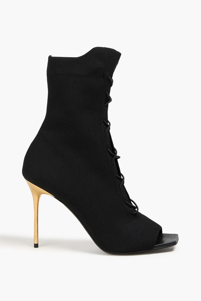  Balmain - Lace-up Stretch-knit Sock Boots - Black - Eu 37 