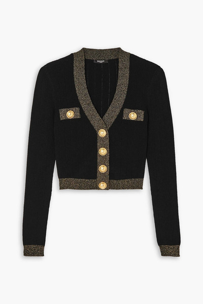  Balmain - Metallic Ribbed Wool-blend Cardigan - Black - Fr 44 