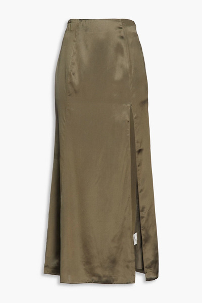  Bite Studios - Silk-satin Midi Skirt - Green - Uk 6 