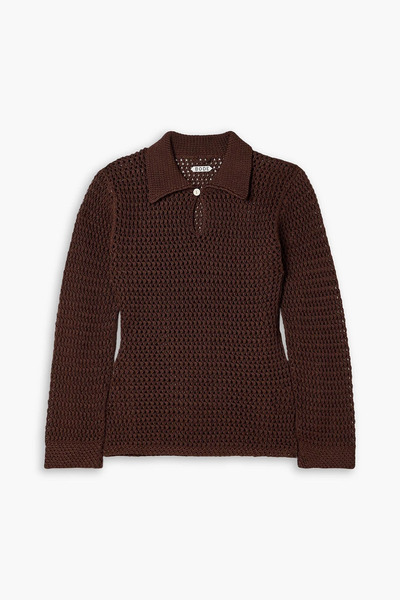  Bode - Willows Crocheted Cotton Polo Sweater - Brown - S 