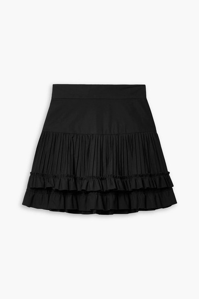  Brandon Maxwell - Pleated Tiered Poplin Mini Skirt - Black - Us 0 