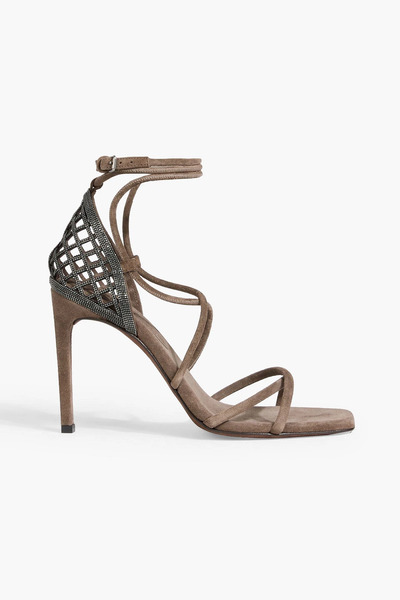  Brunello Cucinelli - Bead-embellished Suede Sandals - Neutral - Eu 35 