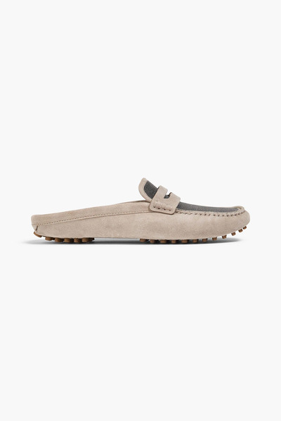  Brunello Cucinelli - Bead-embellished Suede Slippers - Neutral - Eu 36.5 