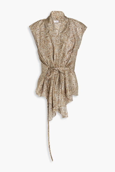  Brunello Cucinelli - Paisley-print Silk Wrap Top - Neutral - M 