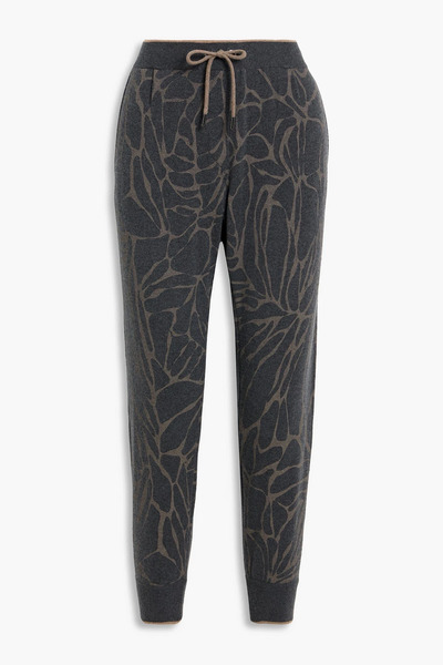 Brunello Cucinelli - Printed Wool, Cashmere And Silk-blend Track Pants - Gray - Xxs 