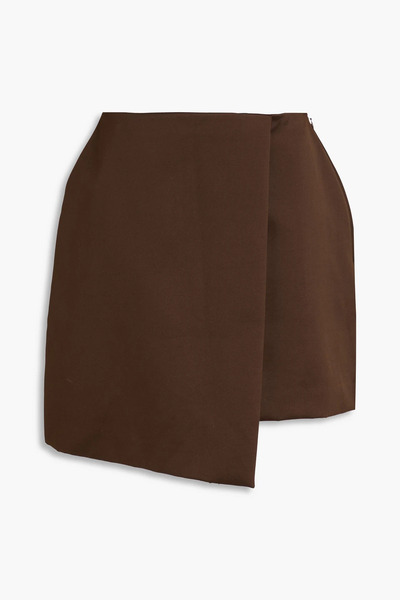  By Malene Birger - Raye Wrap-effect Mikado Mini Skirt - Brown - De 38 