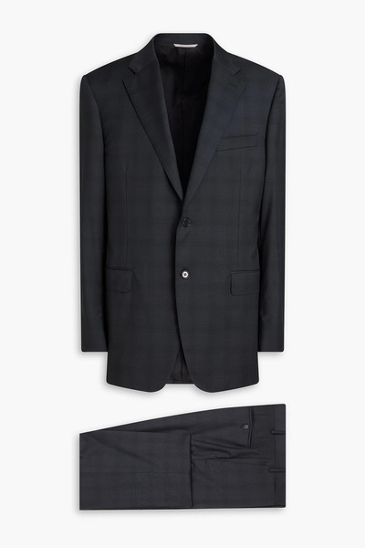  Canali - Checked Wool Suit - Black - It 58 