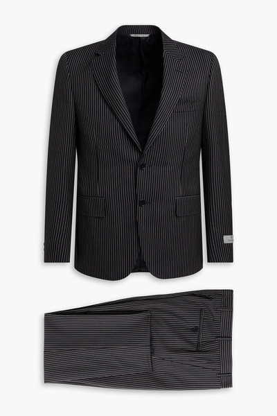  Canali - Pinstriped Wool Suit - Black - It 46 