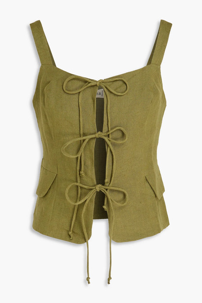  Casa Raki - Dona Linen Top - Green - Xs 