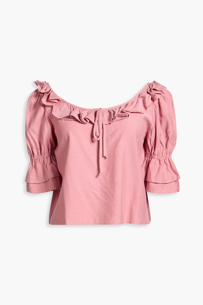  Casa Raki - Greta Ruffled Cupro Top - Pink - M 
