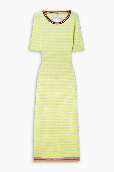  Christopher John Rogers - Open-back Striped Jacquard-knit Midi Dress - Yellow - M 