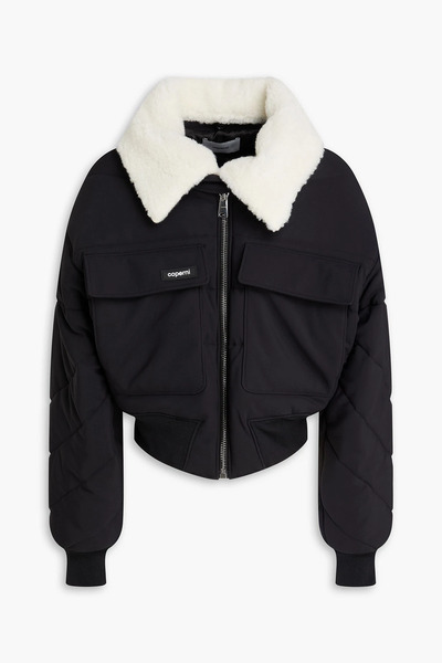  Coperni - Teddy Fleece-trimmed Quilted Stretch-shell Bomber Jacket - Black - M 