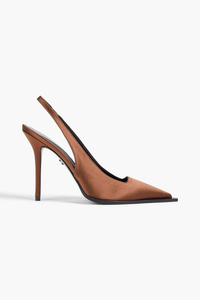  David Koma - Satin Slingback Pumps - Brown - Eu 36.5 