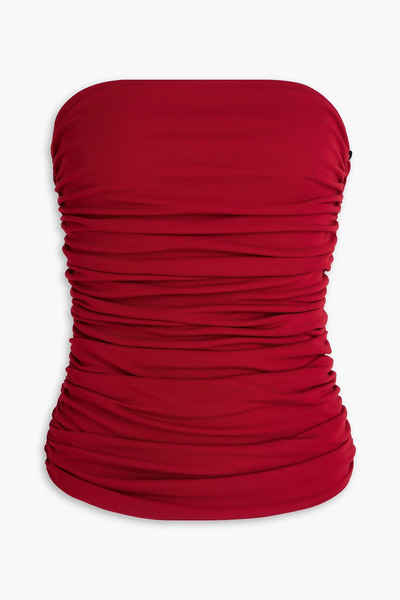  Esse Studios - Bonachi Strapless Ruched Jersey Top - Burgundy - Uk 10 