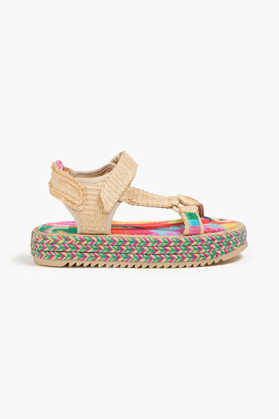  Farm Rio - Faux Raffia Platform Sandals - Neutral - Us 9 