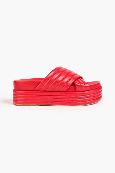  Farm Rio - Quilted Leather Platform Sandals - Red - Us 7.5 