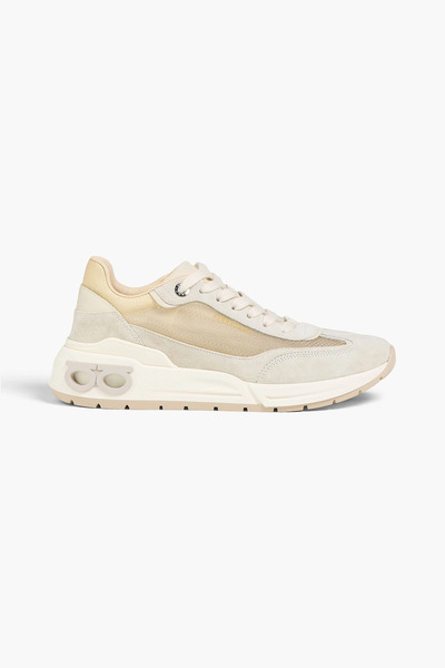  Ferragamo - Cosma Mesh And Suede Sneakers - Gray - Us 6.5 