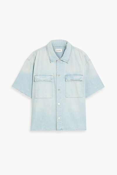  Frame - Distressed Denim Shirt - Blue - Xs 