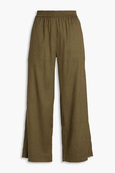  Frame - Easy Cropped Twill Wide-leg Pants - Green - L 