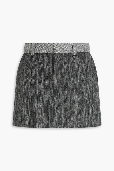  Frame - Herringbone Wool-blend Tweed Mini Skirt - Gray - M 