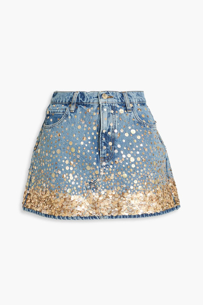  Frame - The Champagne Embellished Denim Mini Skirt - Blue - 28 