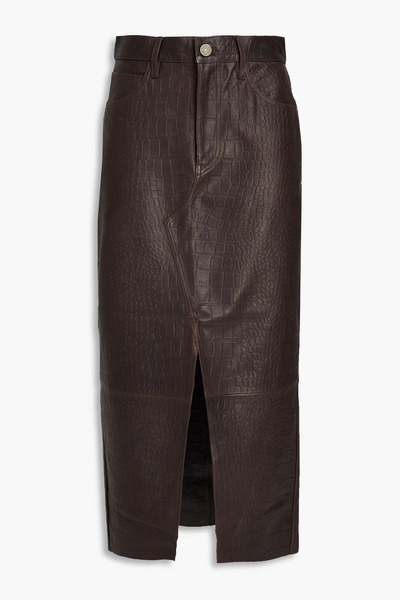  Frame - The Midaxi Croc-effect Leather Midi Skirt - Brown - 24 