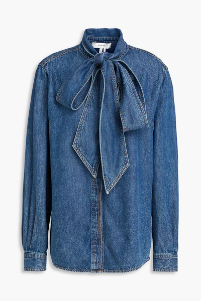  Frame - The Secretary Pussy-bow Denim Blouse - Blue - S 