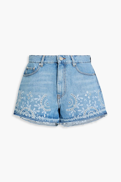  Ganni - Embroidered Denim Shorts - Blue - 24 