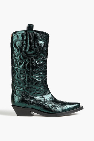  Ganni - Metallic Cowboy Boots - Green - Eu 36 