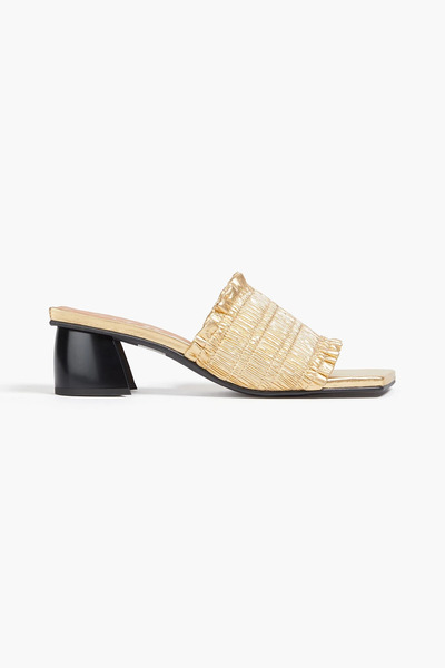  Ganni - Ruffled Metallic Sandals - Metallic - Eu 36 