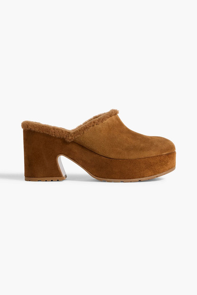  Gianvito Rossi - Lyss Suede Platform Clogs - Brown - Eu 36 