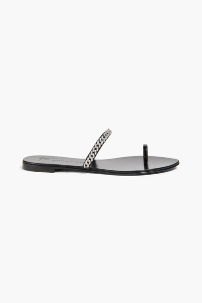  Giuseppe Zanotti - Intriigo String Crystal-embellished Glossed Sandals - Black - Eu 35 