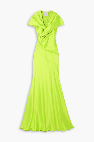 Halpern - Twisted Draped Satin Gown - Green - Fr 38 