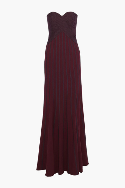  Halston - Strapless Two-tone Crepe Gown - Burgundy - Us 12 