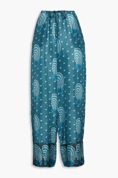  Hannah - Azra Printed Silk-satin Wide-leg Pants - Blue - 00 