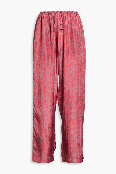  Hannah - Azra Printed Silk-satin Wide-leg Pants - Burgundy - 00 