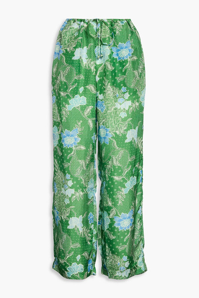  Hannah - Azra Printed Silk-satin Wide-leg Pants - Green - 00 