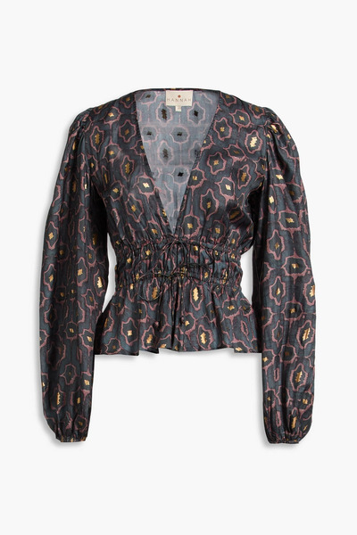  Hannah - Lola Printed Silk-satin Blouse - Gray - 00 