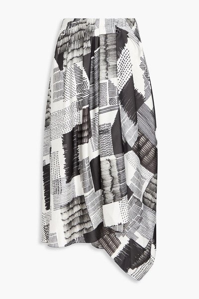  High - Draped Printed Satin Midi Skirt - Black - It 42 