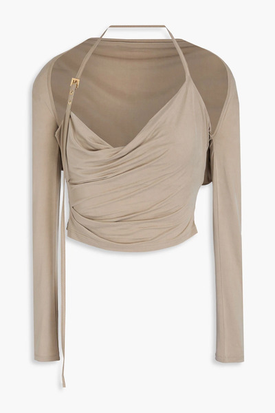  Jacquemus - Cropped Cupro-blend Stretch-jersey Top - Neutral - Xl 