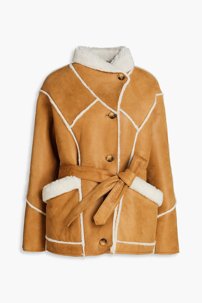  Maje - Belted Shearling Coat - Brown - Fr 38 