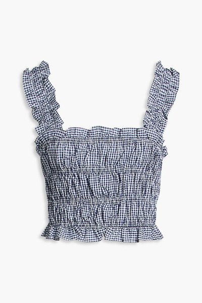  Maje - Cropped Gingham Cotton-poplin Top - Blue - 3 