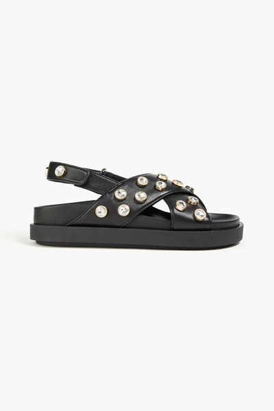  Maje - Embellished Leather Slingback Sandals - Black - Eu 36 