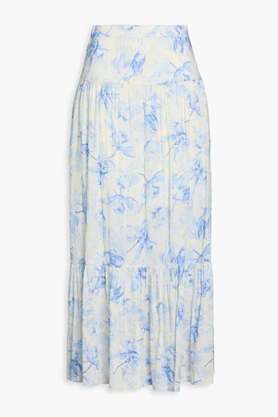  Maje - Floral-print Linen-blend Maxi Skirt - Blue - Fr 34 