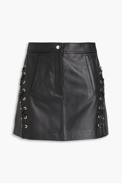 Maje - Lace-up Leather Mini Skirt - Black - Fr 36 